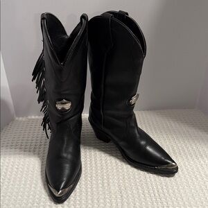 Vintage Harley Davidson USA Rare Fringe Leather Western Biker Boots SZ 8.5